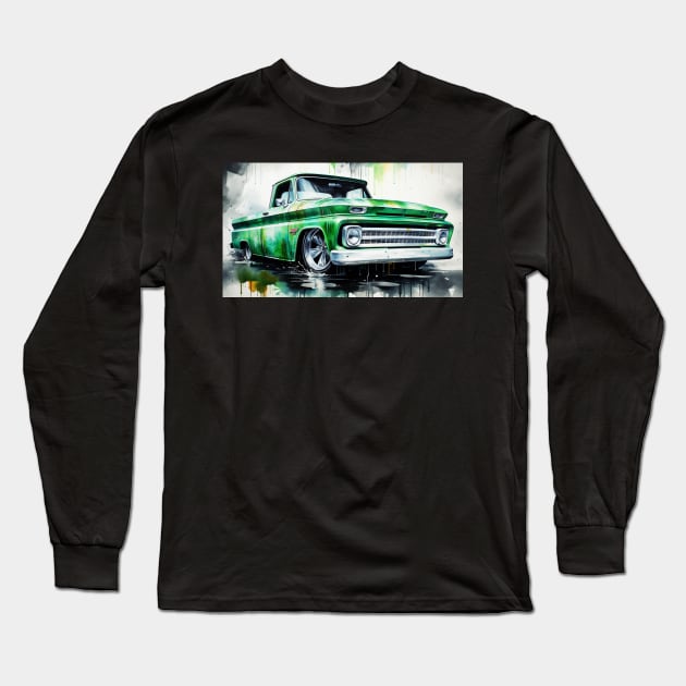 Green water color C-10 pickup Long Sleeve T-Shirt by Spearhead Ink